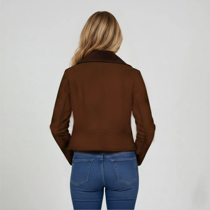 brown genuine leather women jacket