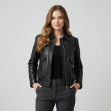 Saint Ginevra Black Leather Women Biker Jackets