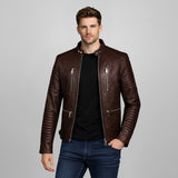 Saint Ellis chocolate Leather Men's Cafe Racer Jackets