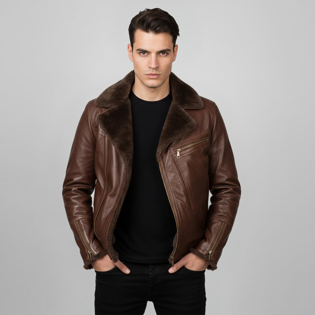 Saint Harley Choco Leather Men's Biker Jacket