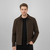 Saint Aris Chocolate Suede Leather Men's Jacket With Collars