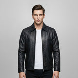 Saint Edoardo Studded Black Leather Men's Jackets