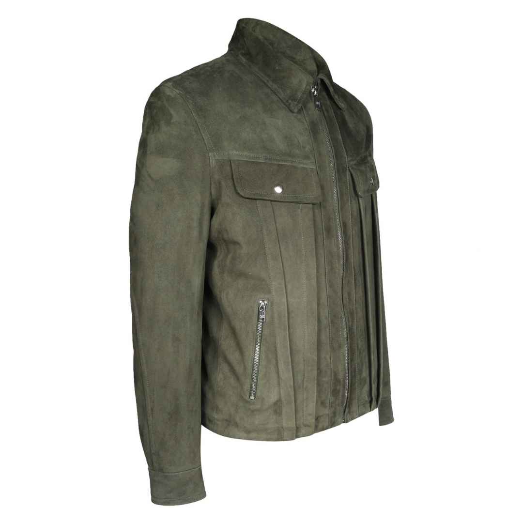 Saint Men Olive Leather Jacket