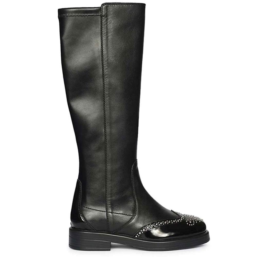 Saint Marcelline Studded Black Leather Long Boots