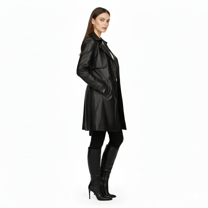 Saint Davina Black Leather Trench Coat