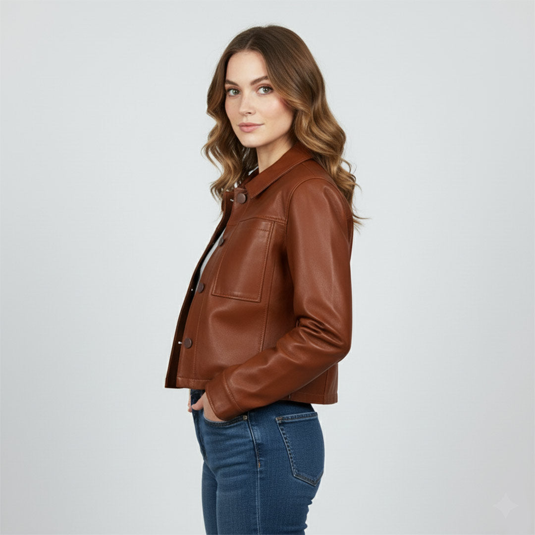 Saint Ray Cuoio Leather Women Collar Jackets
