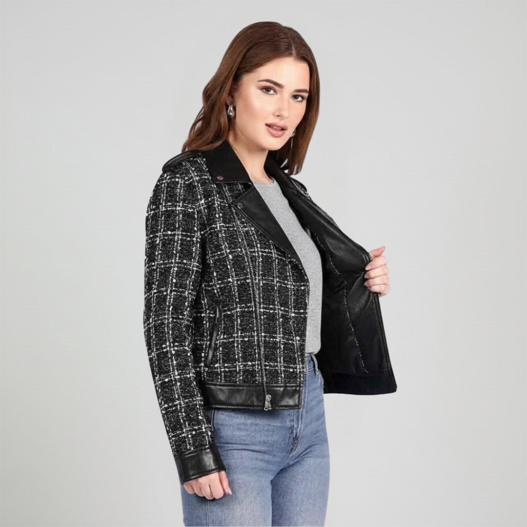 Saint Adria Grey Leather Women Collar Jackets