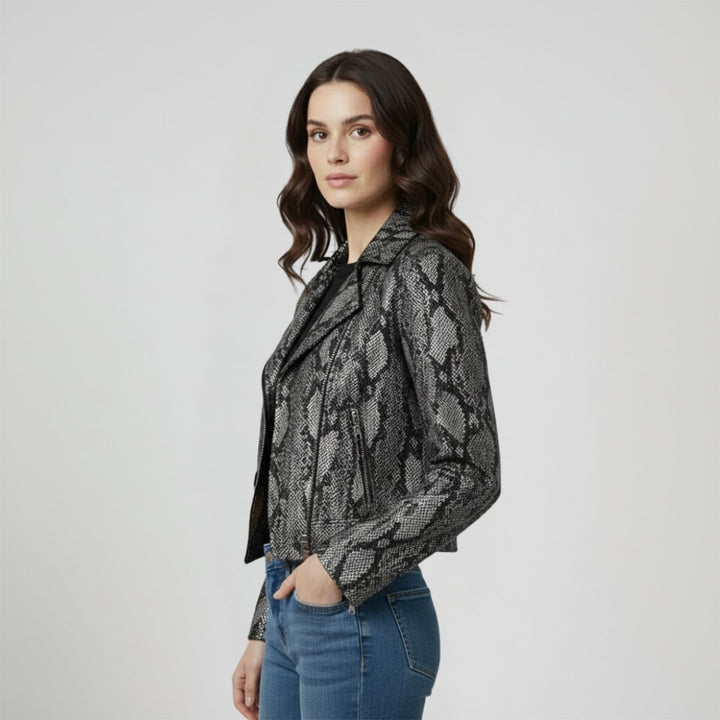 Saint Evie Grey Leather Women Jackets