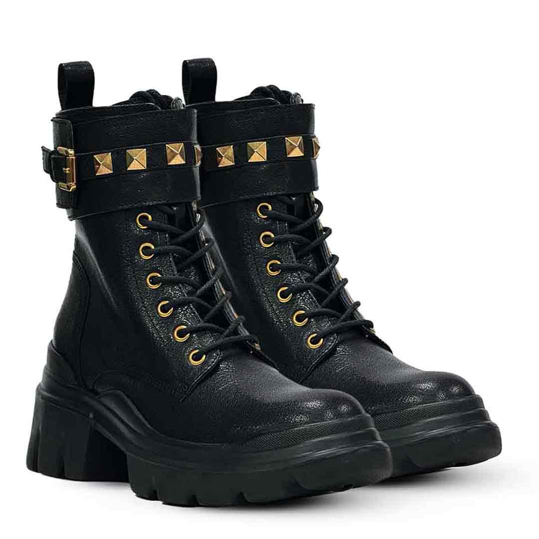 Combat Boots With Black Ankle Lace Up Boots Womens Saint Stella