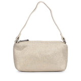 Aria Crystal Embellished Off White Leather Mini Handbags