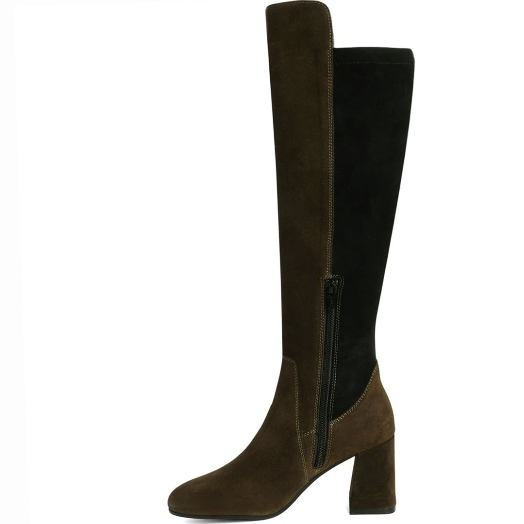 Elexis Olive Leather Knee High Boots