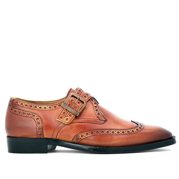 Tan Leather Single Monk Brogue for men