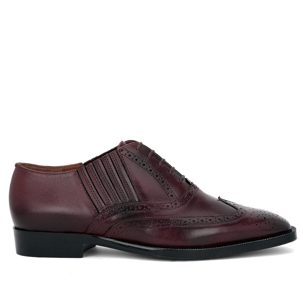 Brown Leather Square Toe Lace Up Décor Shoes for men