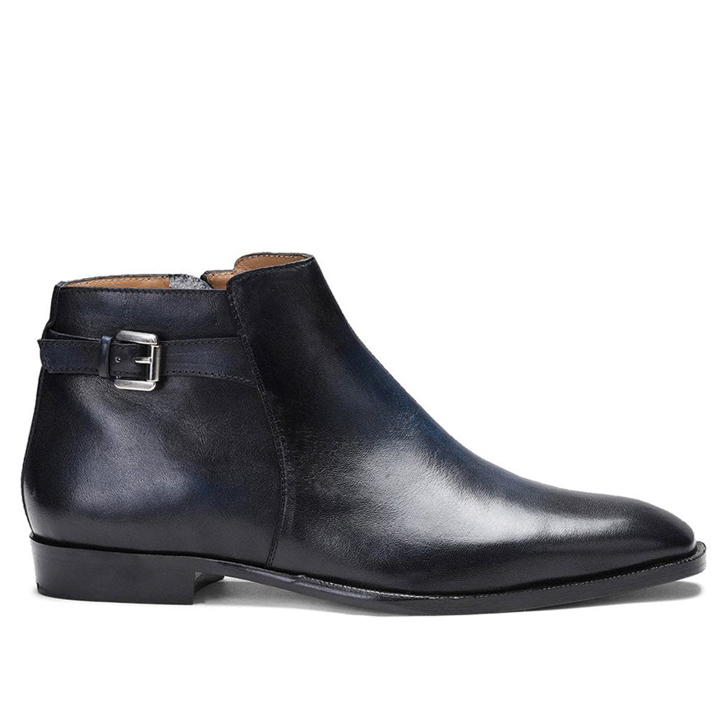 Saint Italiano Dark Blue Two Color Toned Leather Ankle Boots - SaintG India