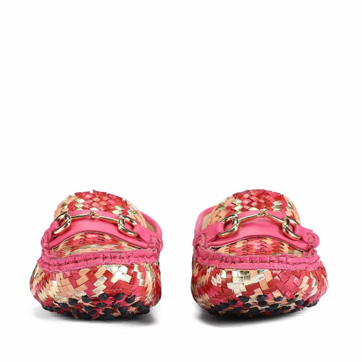 Saint Amara Hand Woven Metallic Pink Leather Loafers