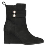 Saint Rosabel Pearl Black Suede Leather Wedge Ankle Boots