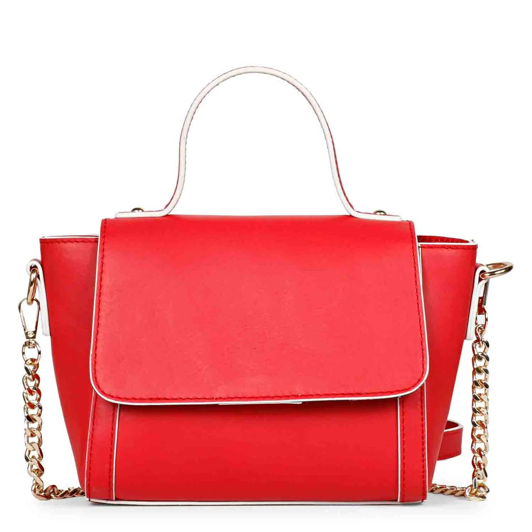 Favore Leather Red Bucket Handheld Bag