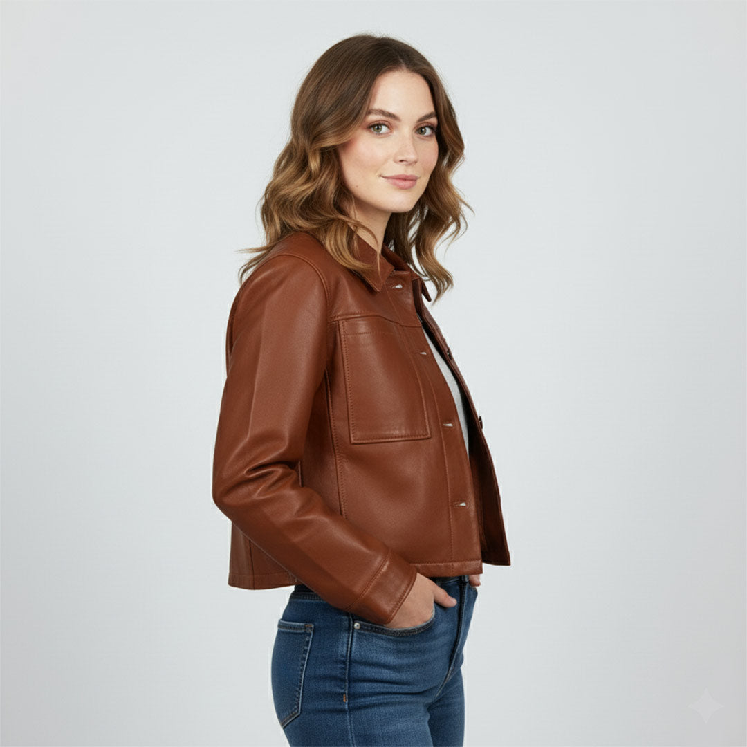 Saint Ray Cuoio Leather Women Collar Jackets