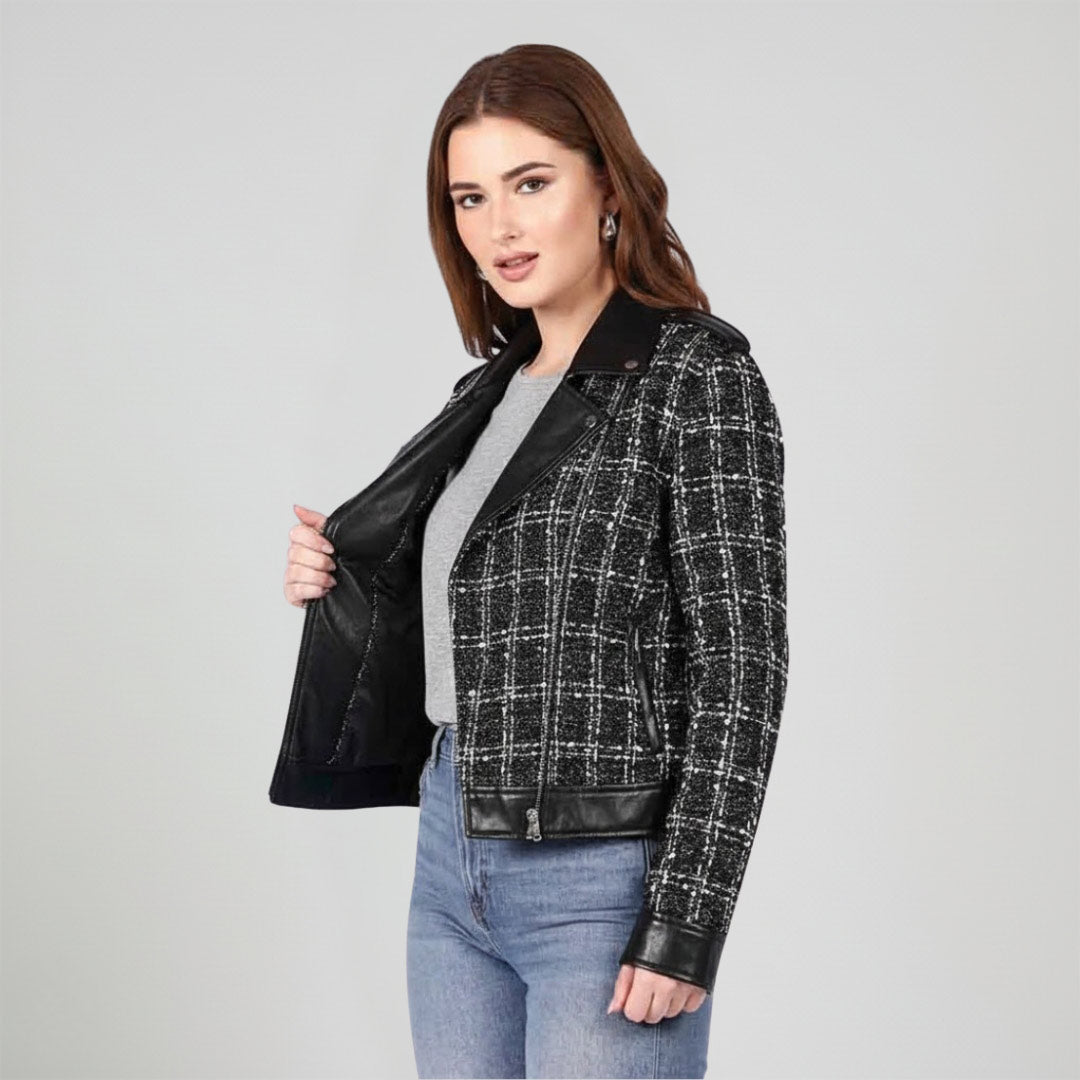 Saint Adria Grey Leather Women Collar Jackets