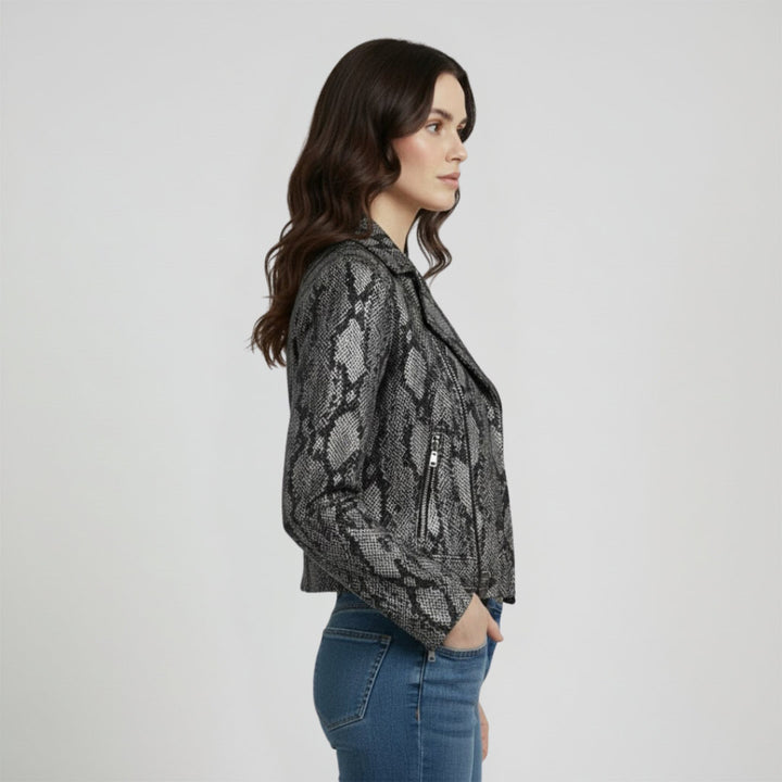 Saint Evie Grey Leather Women Jackets