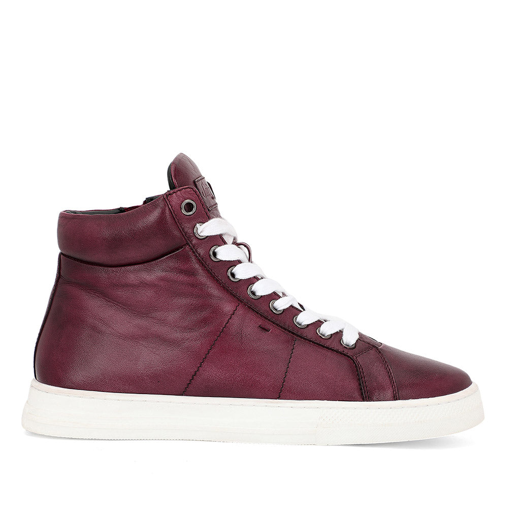 Burgundy Handcrafted Leather Sneakers for mens