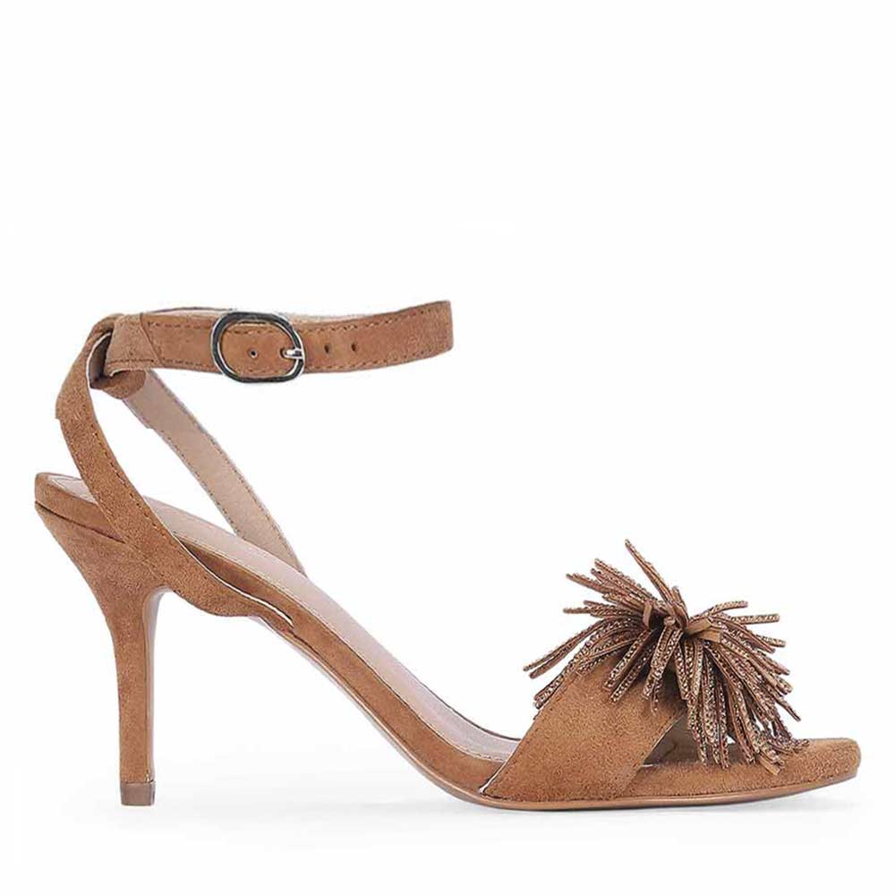 Saint Liora Tan Suede Leather Fringe Stilettos
