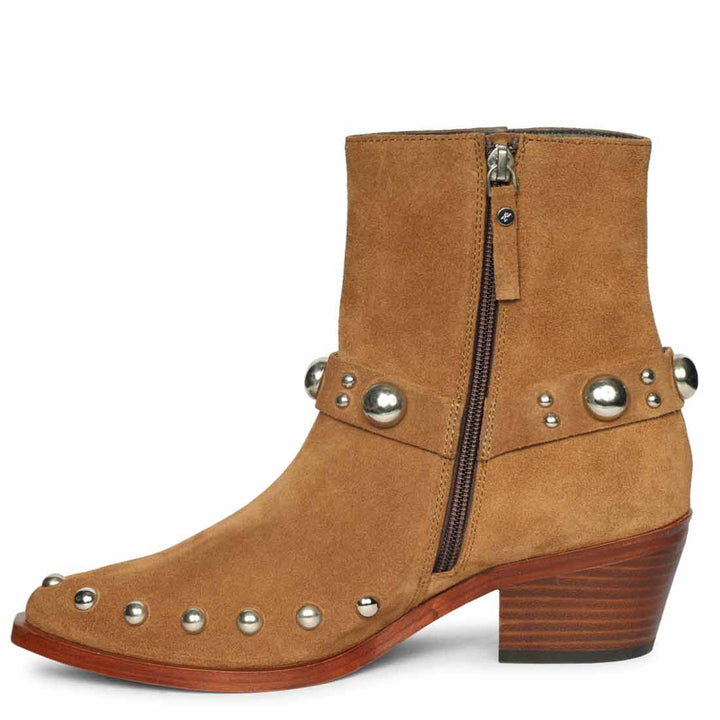 Saint Melia Tan Suede Leather Ankle Boots
