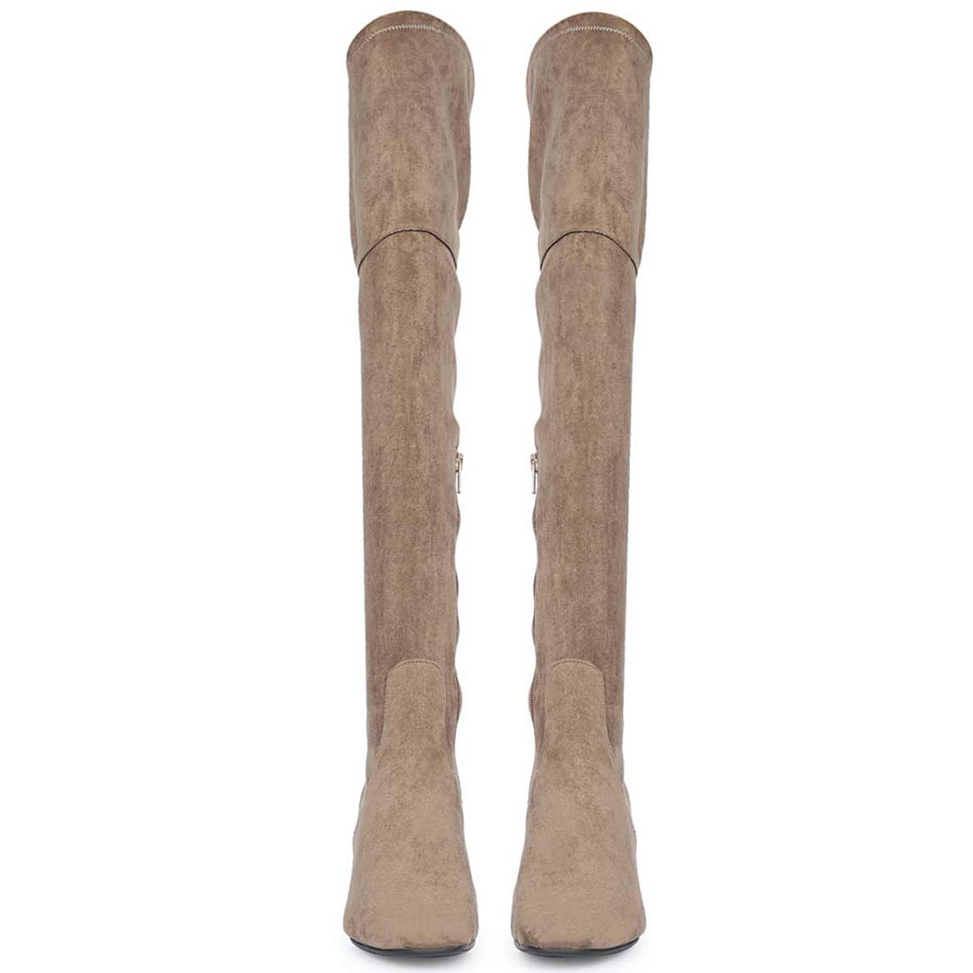 Saint Luisa Taupe Stretch Suede Above The Knee thigh high Boots