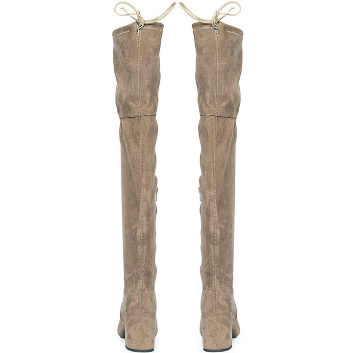 Saint Luisa Taupe Stretch Suede Above The Knee thigh high Boots
