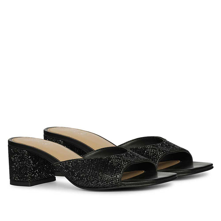 Saint Leslie Black Crystal Heels