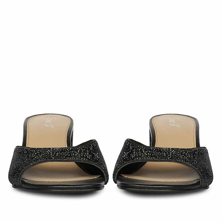 Saint Leslie Black Crystal Heels