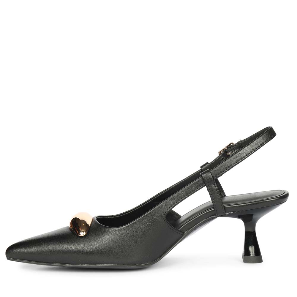 Saint Inara Black Leather Slingback Heels
