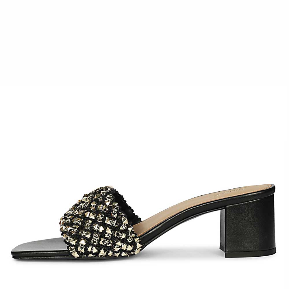 Saint Winnie Stud Embellished Leather Block Heels