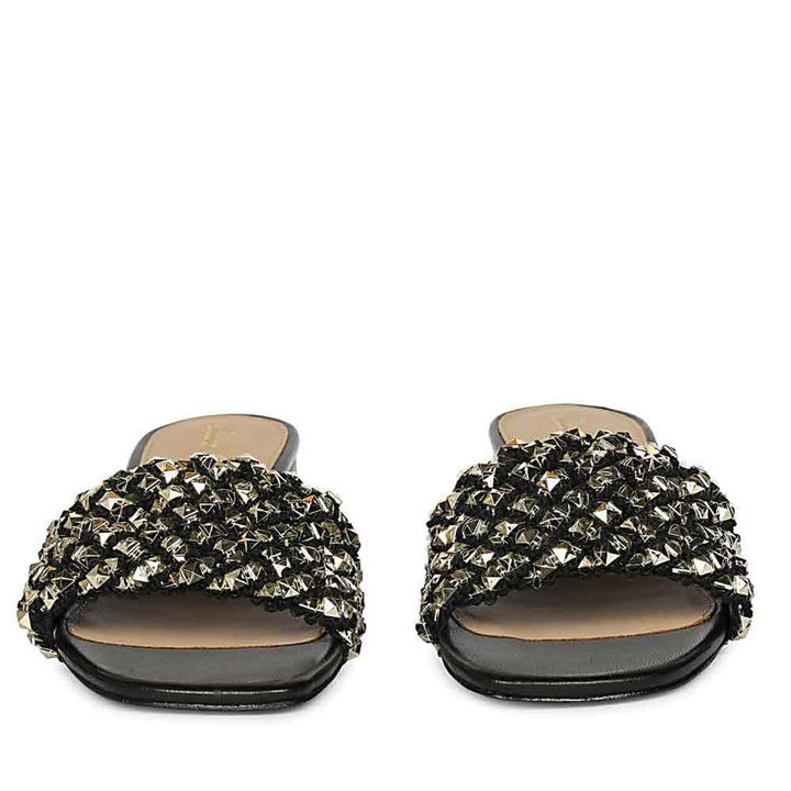 Saint Winnie Stud Embellished Leather Block Heels