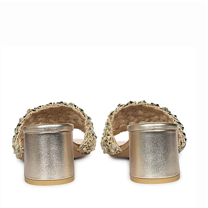 Saint Winnie Metallic Gold Embellished Block Heels