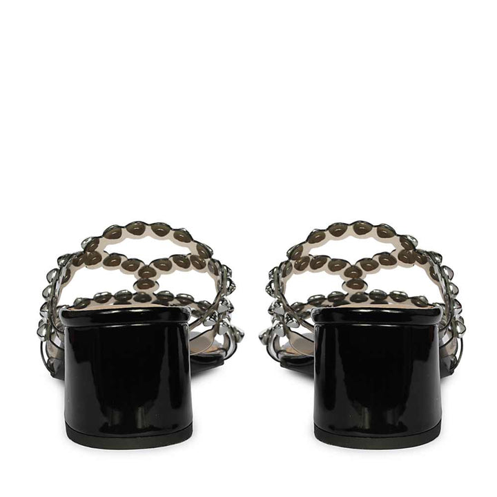 Saint Opal Silver Stud Embellished Block Heels