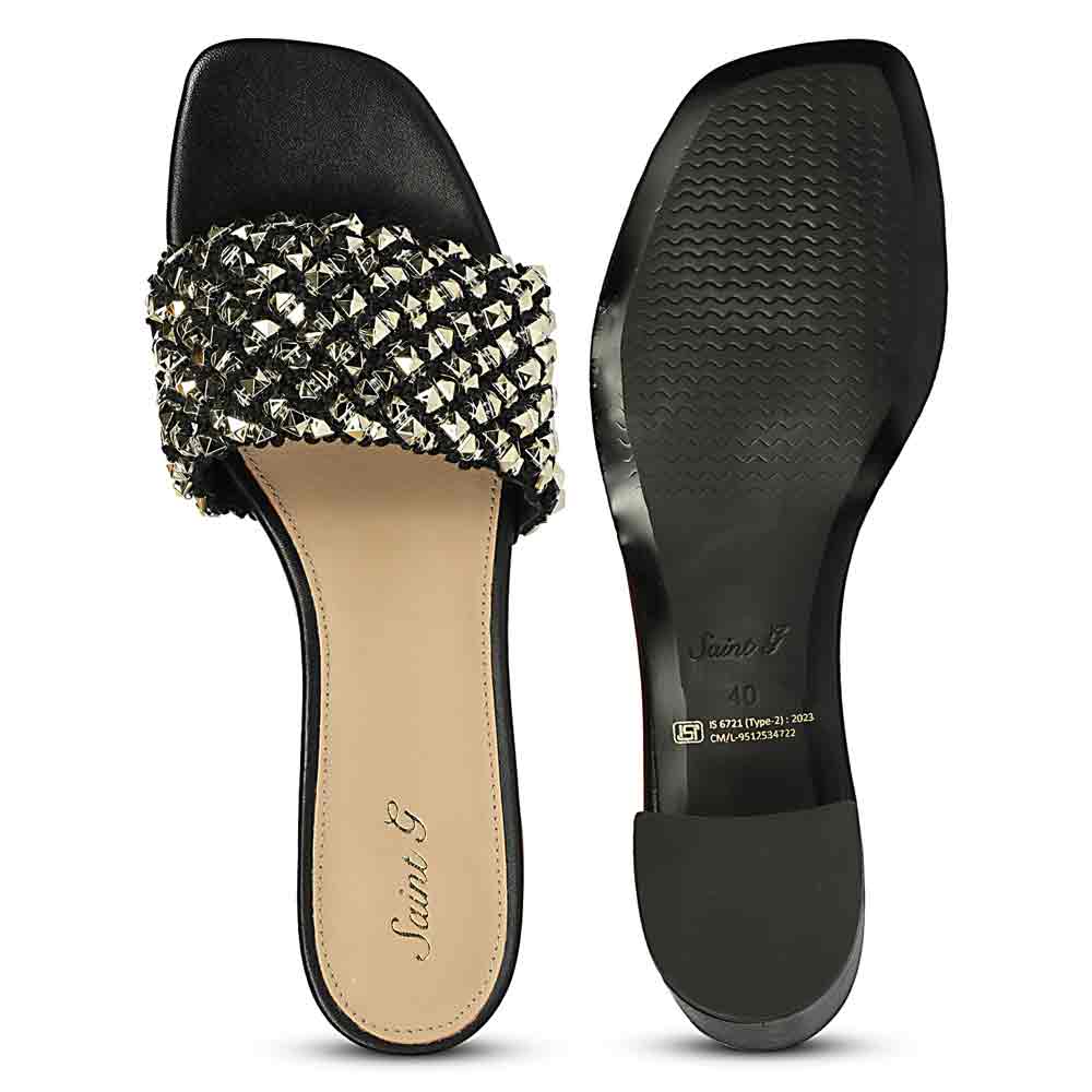 Saint Winnie Stud Embellished Leather Block Heels