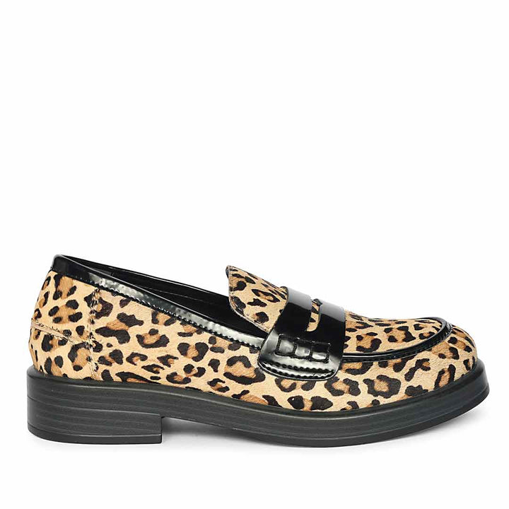 Saint Eve Leo Pony Print Leather Moccasins