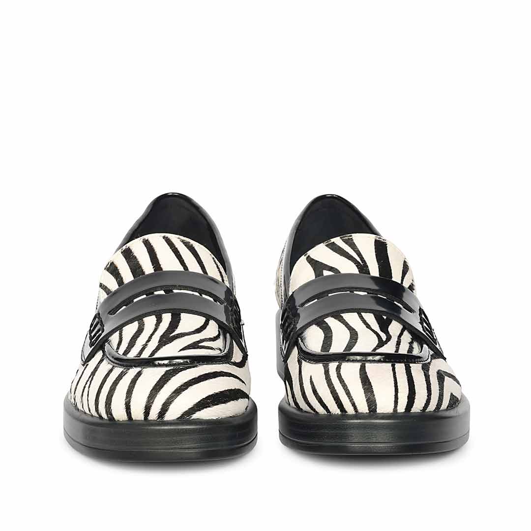 Saint Eve Zebra Pony Print Leather Moccasins