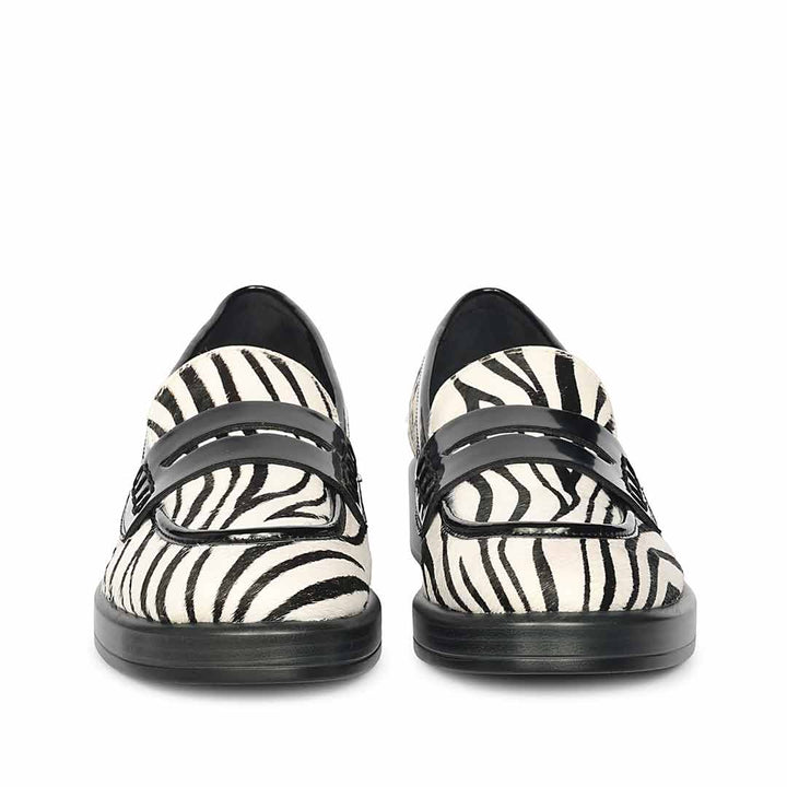 Saint Eve Zebra Pony Print Leather Moccasins