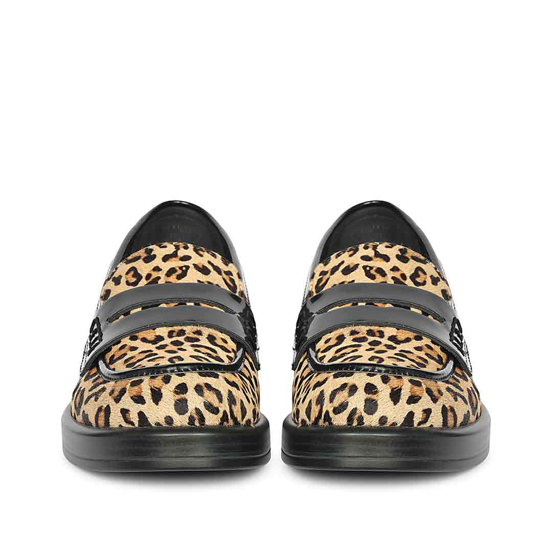 Saint Eve Leo Pony Print Leather Moccasins