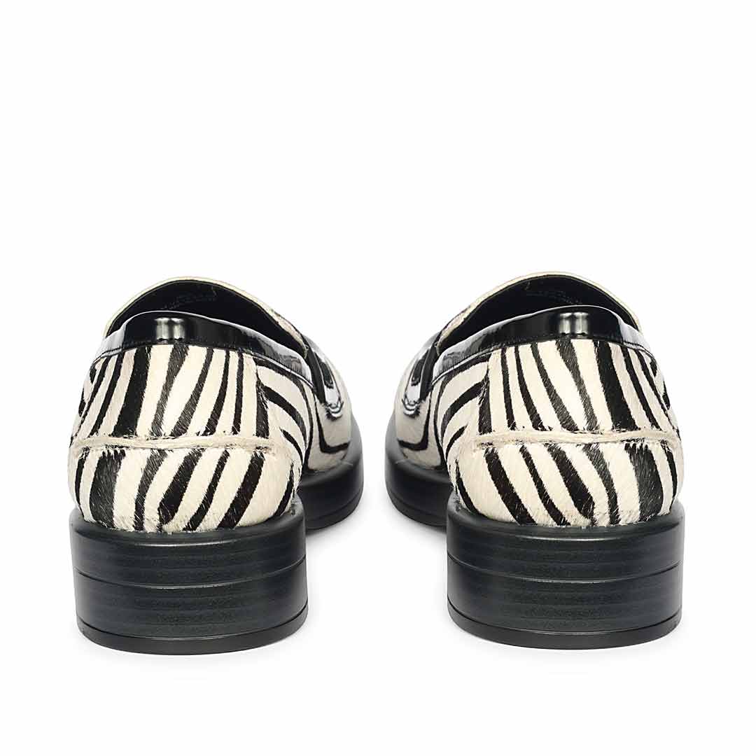 Saint Eve Zebra Pony Print Leather Moccasins