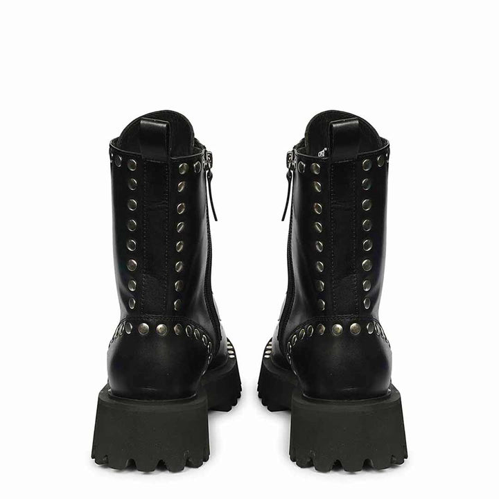 Saint Natalie Metal Studs Lace Up High Ankle Leather Boots