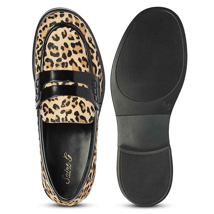 Saint Eve Leo Pony Print Leather Moccasins