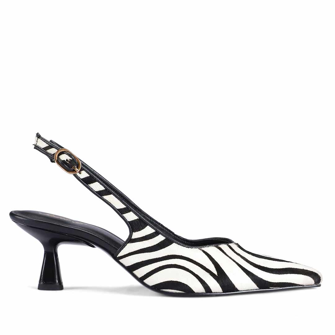 Saint Elara Zebra-Print Slingback Leather Pumps