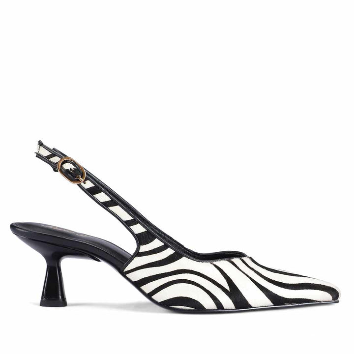 Saint Elara Zebra-Print Slingback Leather Pumps