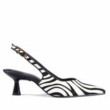 Saint Elara Zebra-Print Slingback Leather Pumps