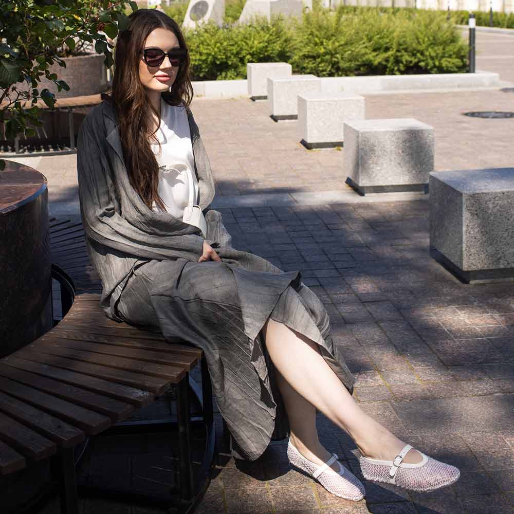 Saint Zoey Strass Embellished White Leather Flats