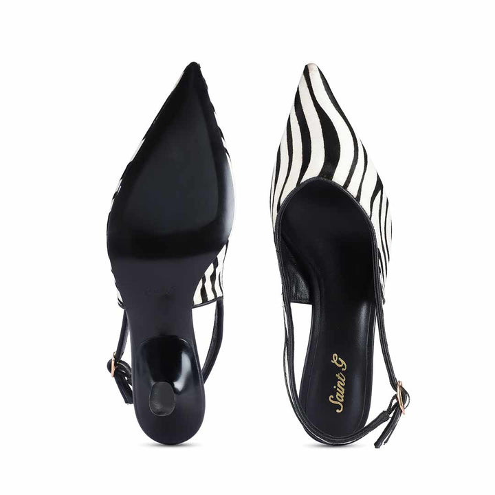 Saint Elara Zebra-Print Slingback Leather Pumps