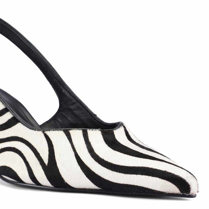 Saint Elara Zebra-Print Slingback Leather Pumps